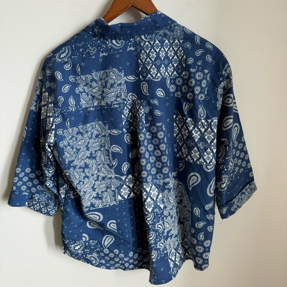 Grace & Mila Espinosa Blouse Size S Blue Print Top Cotton - Picture 12 of 12